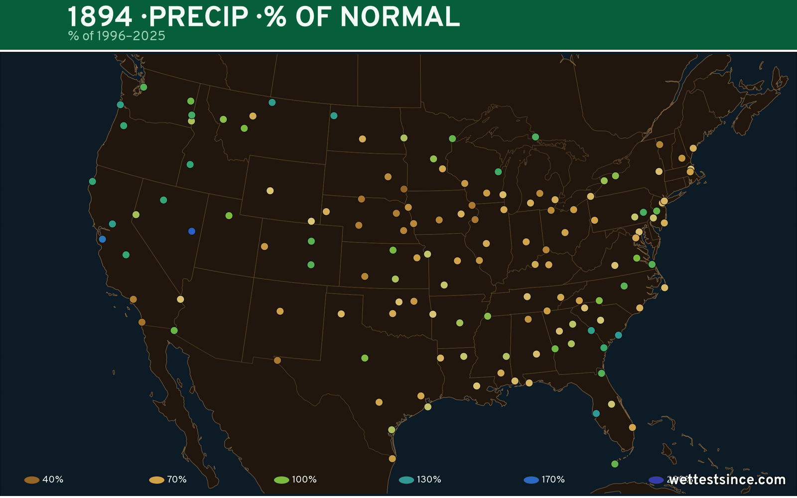 1894 U.S. precipitation percent-of-normal map