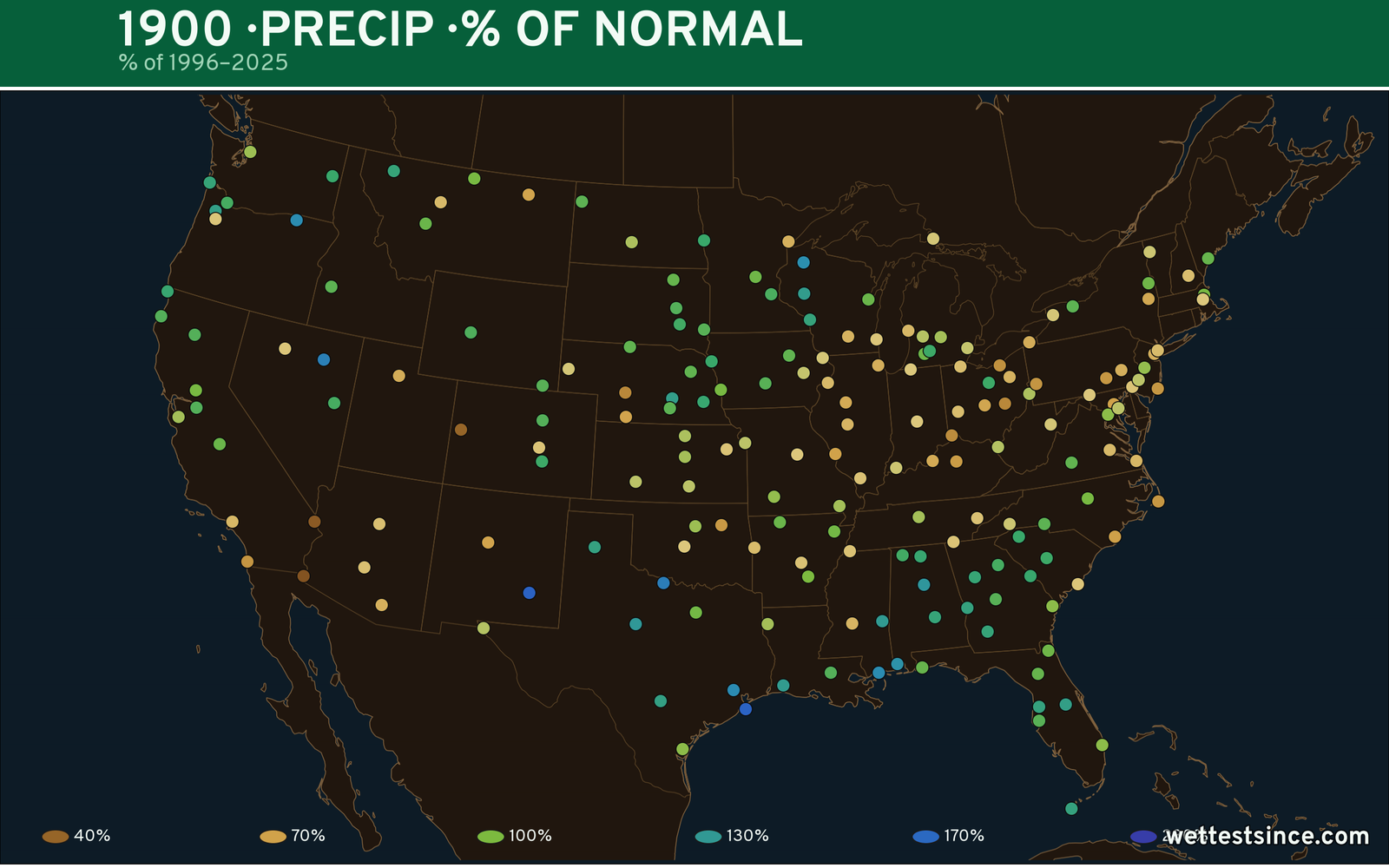 1900 U.S. precipitation percent-of-normal map