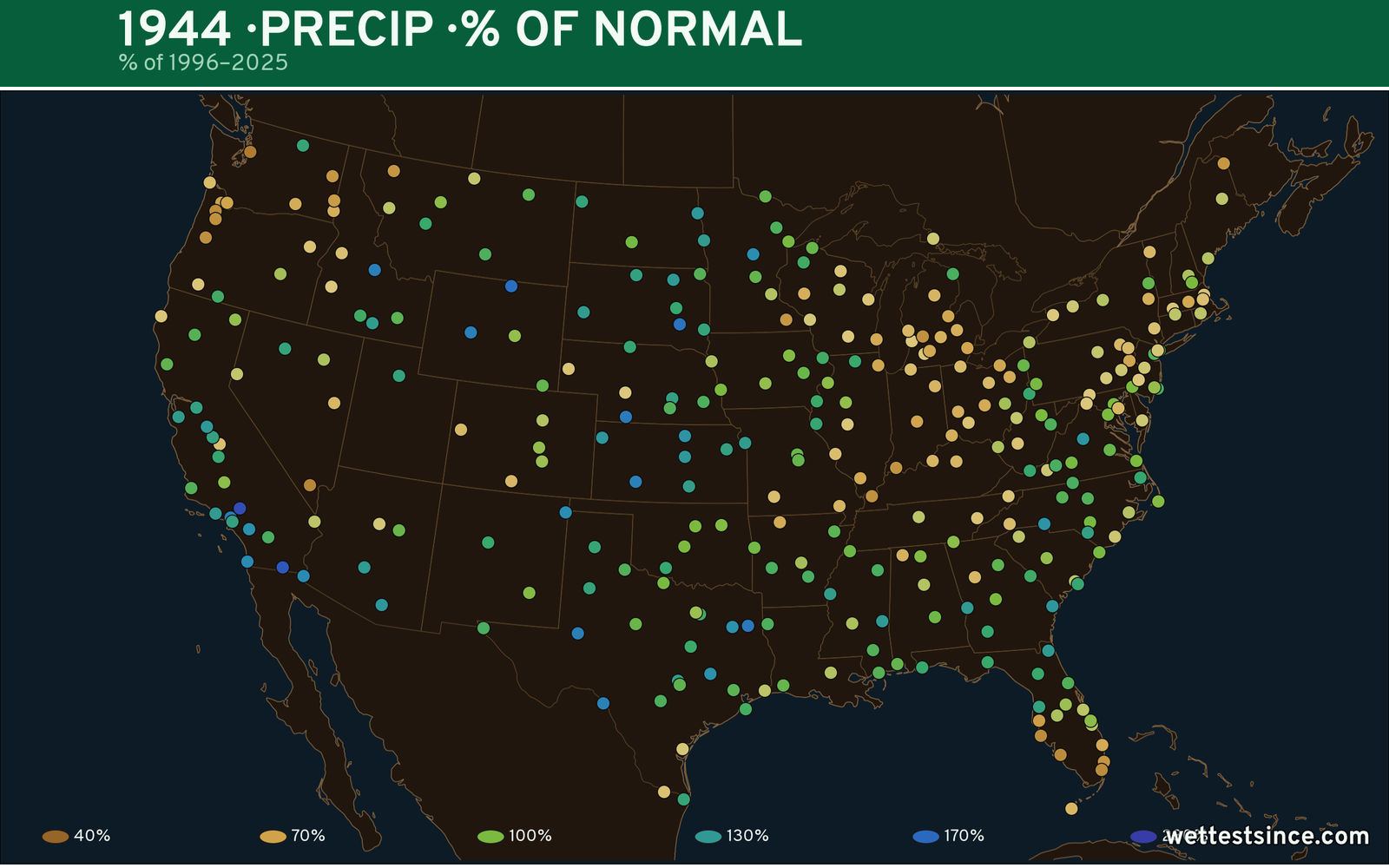 1944 U.S. precipitation percent-of-normal map