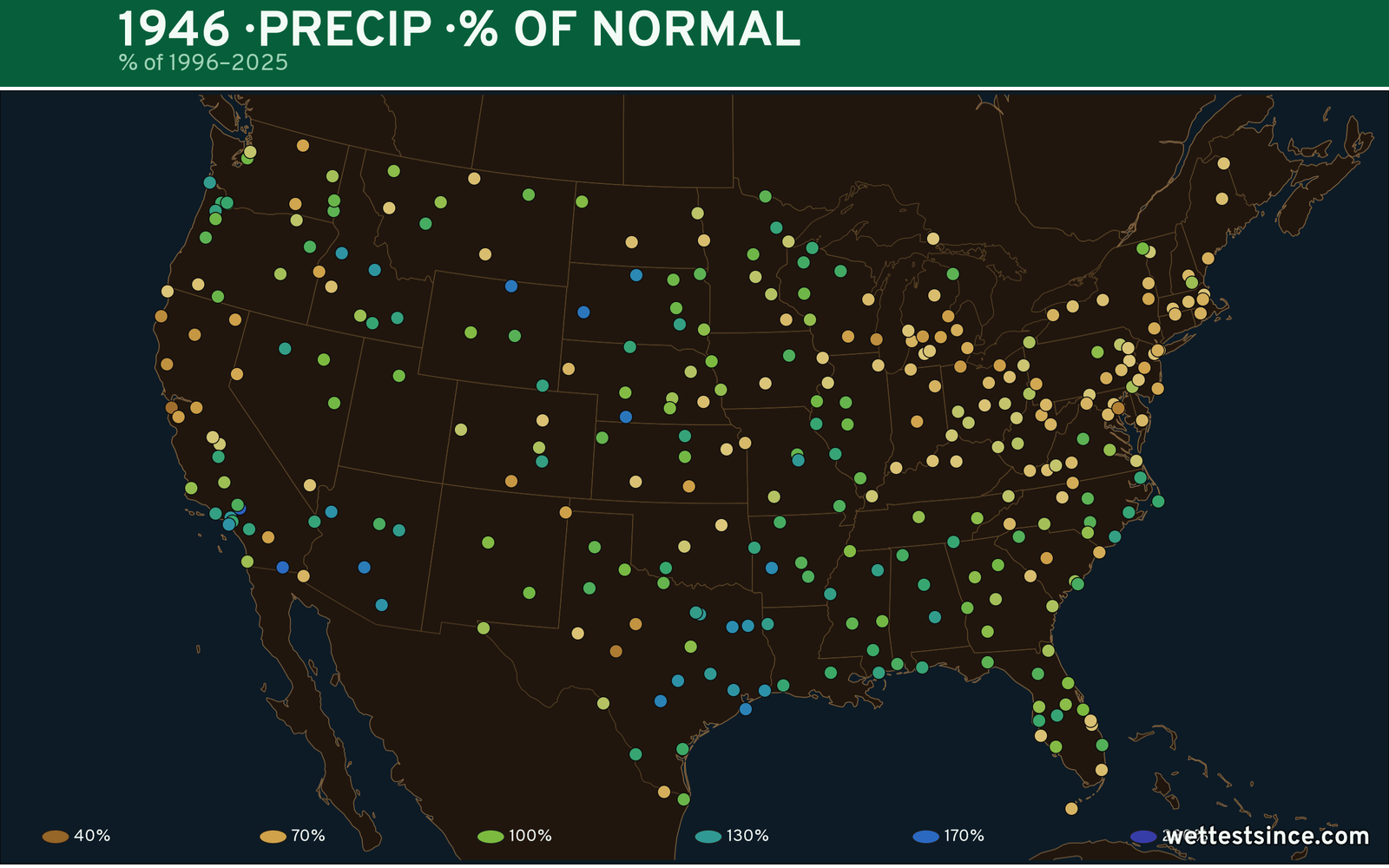 1946 U.S. precipitation percent-of-normal map