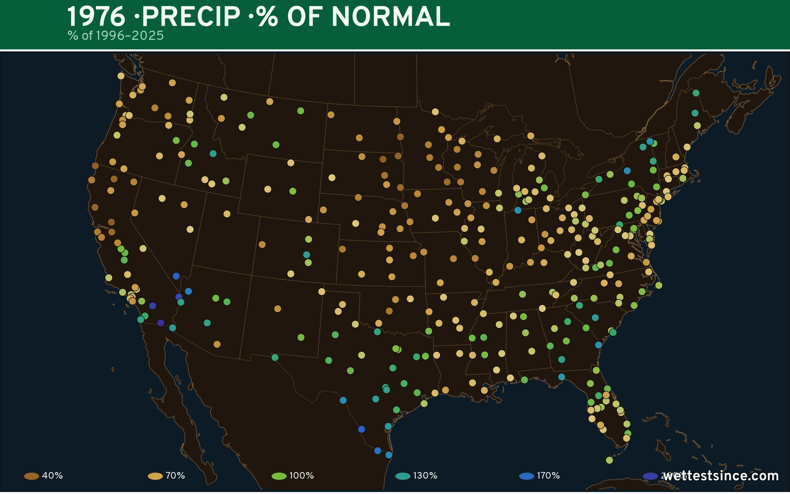 1976 U.S. precipitation percent-of-normal map