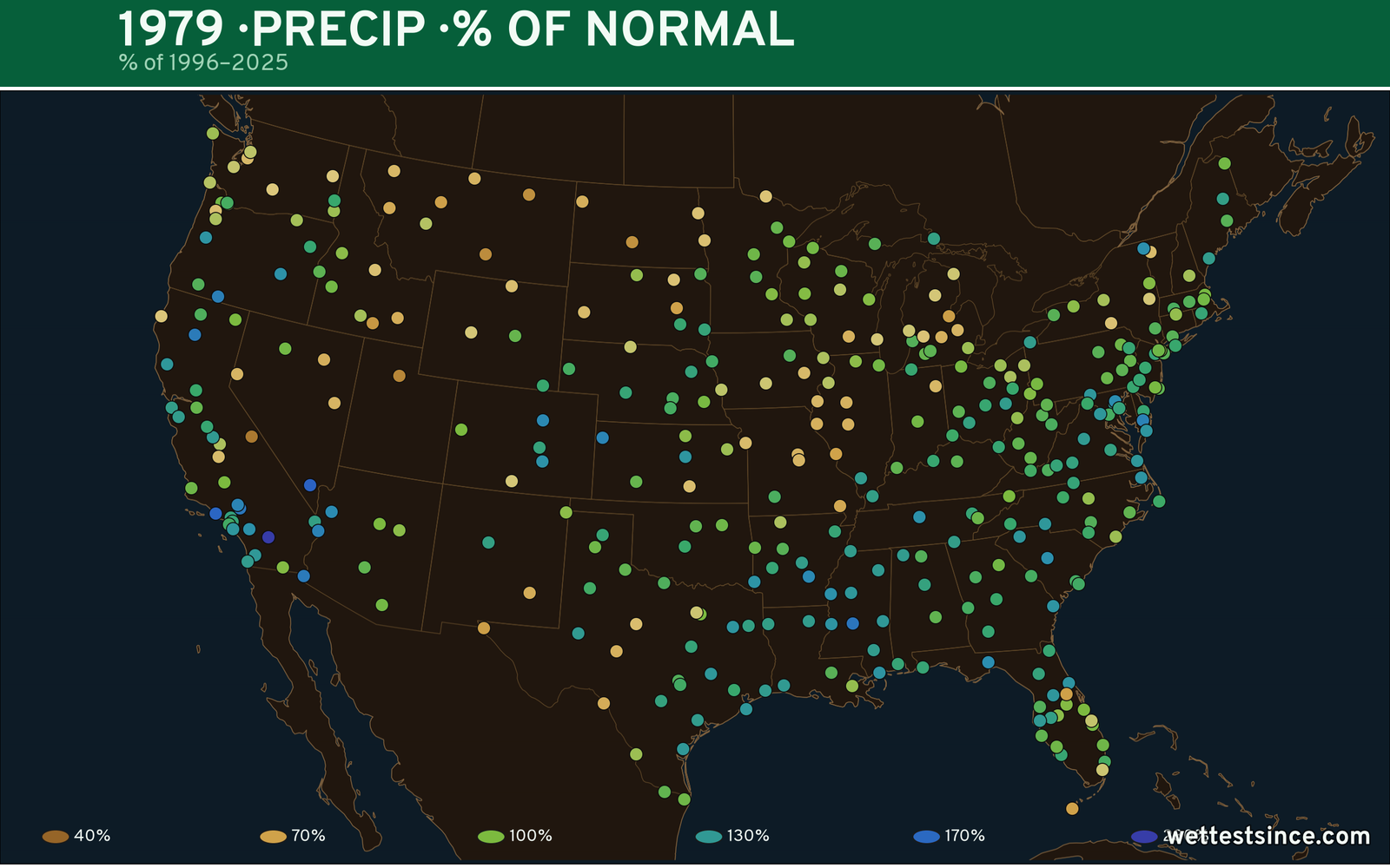 1979 U.S. precipitation percent-of-normal map