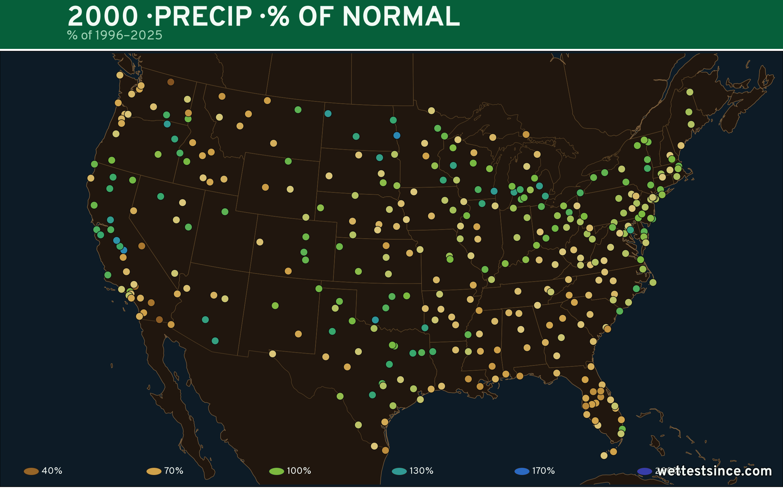 2000 U.S. precipitation percent-of-normal map